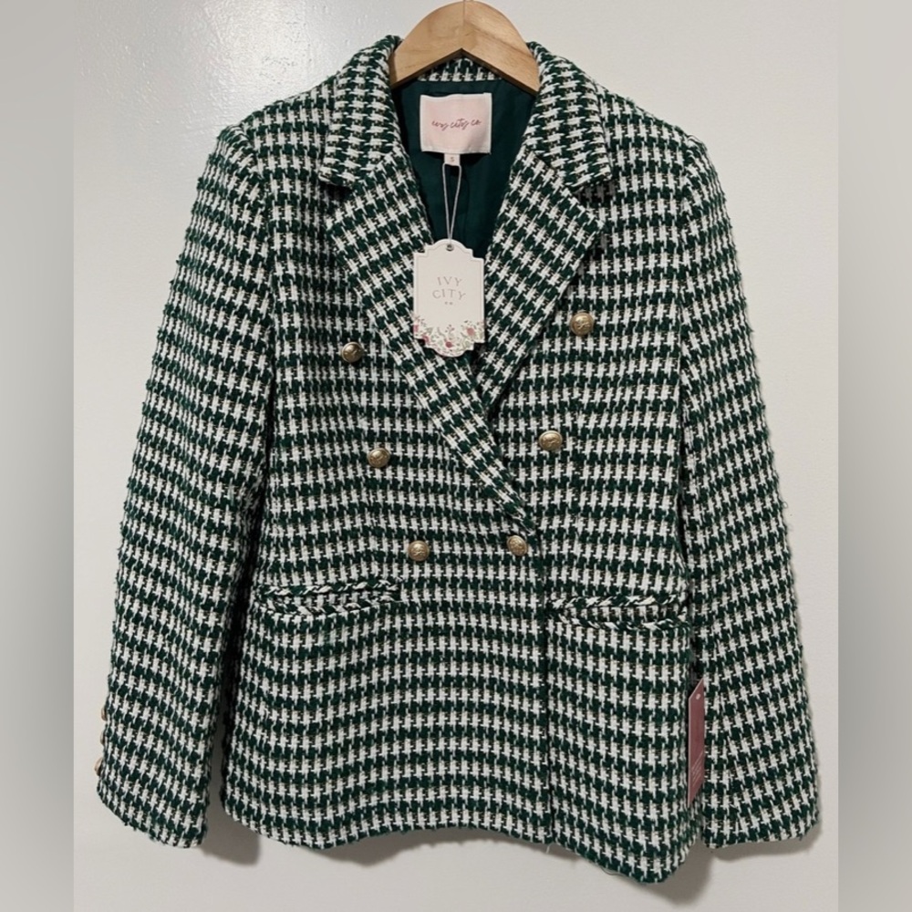 Ivy City Co Houndstooth Women's Double Breasted Blazer (Small, NWT)